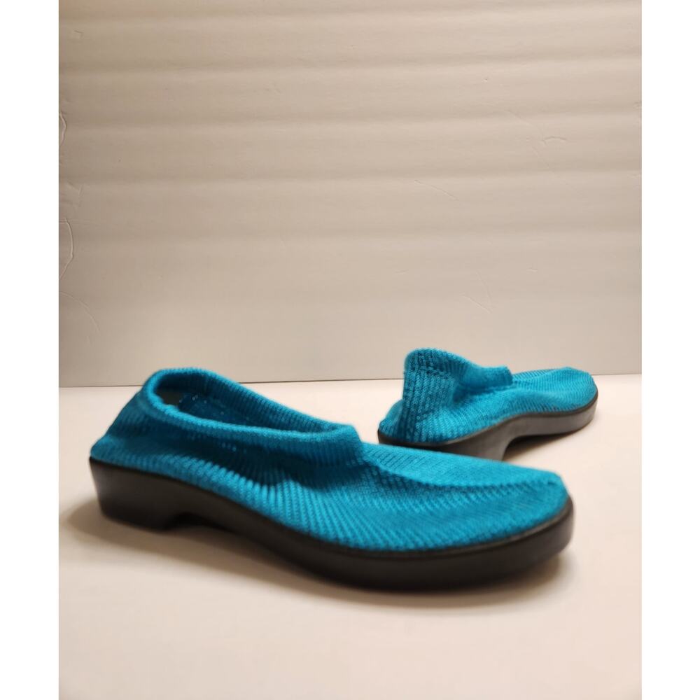 SPRING STEP Tender Soft Knit Pull On Shoe Women 6.5 Teal Blue Jewel Tone Comfort